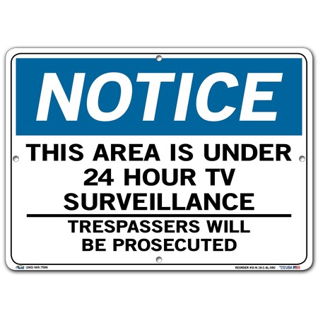 Vestil Aluminum Sign, 10-1/2" Height, 14-1/2" Width, Aluminum, Rectangle, English SI-N-18-C-AL-080